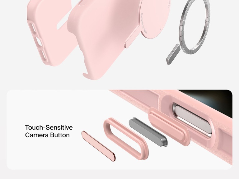 Belkin ScreenForce Protect Series Case for iPhone 17 featuring touch-sensitive camera button and layered design for magnetic precision and durable protection.