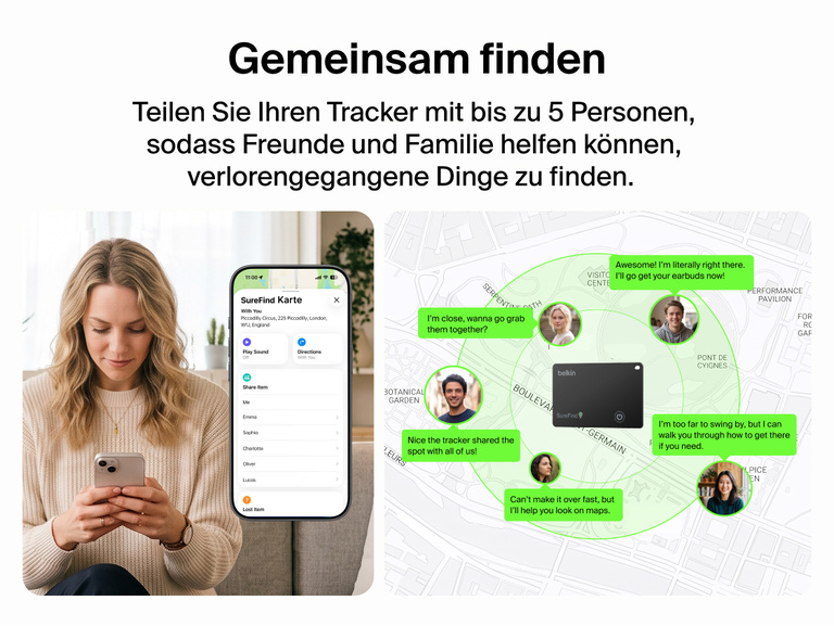 In einer Anleitung in vier Schritten wird gezeigt, wie sich die Belkin SureFind Karte mithilfe von Bluetooth f&uuml;r die App &bdquo;Wo ist&ldquo; auf einem iPhone oder iPad einrichten l&auml;sst.