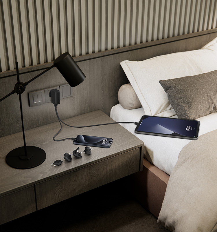 Belkin BoostCharge Hybrid Wall Charger 25W + Power Bank 5K, 2-in-1 Portable Charger w/ USB-C PD3.0 Port & USB-A Port - Travel-Friendly, Dual-Port Charging Device - Black | Belkin