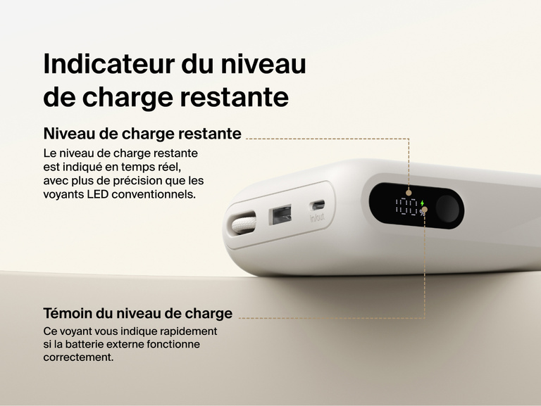 Belkin UltraCharge 20K 45W power bank with digital display showing real-time battery percentage and charging status for accurate power monitoring