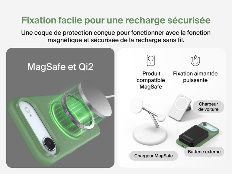 Coque de protection Belkin ScreenForce Protect&nbsp;Series pour iPhone&nbsp;17 avec rebords prot&eacute;geant l'&eacute;cran et les objectifs, con&ccedil;ue pour une recharge sans fil magn&eacute;tique fluide.