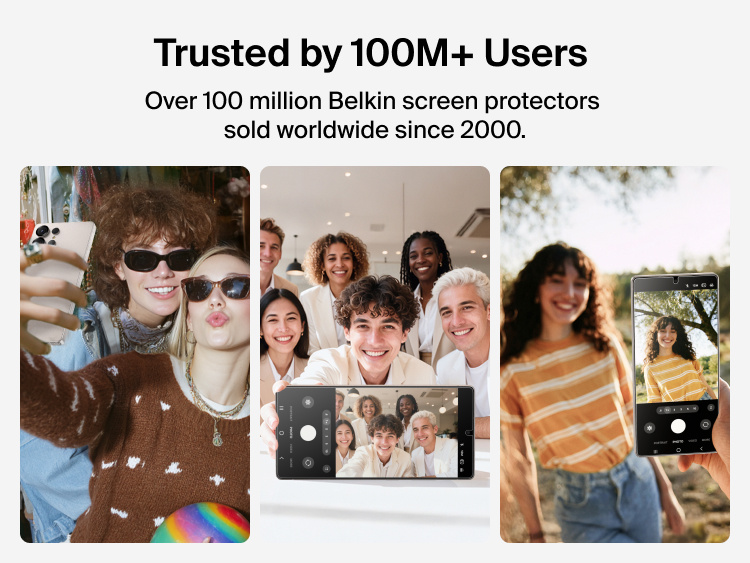 Belkin SheerForce Titan Protective Bundle for Samsung Galaxy S26 from a brand trusted by over 100 million users worldwide for durable, high-clarity screen and device protection.