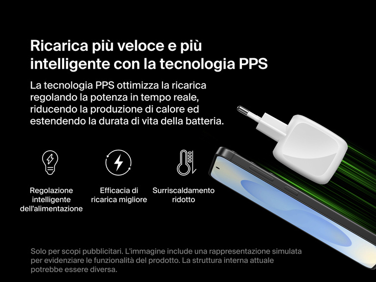 Il doppio caricabatteria da parete GaN USB-C da 50 W BoostCharge Pro Belkin integra la tecnologia PPS, distribuisce l'alimentazione in modo intelligente e offre una ricarica efficace, una minore produzione del calore e una durata maggiore della batteria.