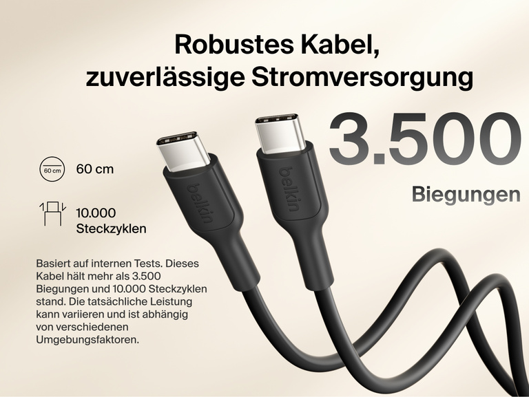 Slim Magnetic Power Bank 10K with Qi2 USB-C cable detail showing durable connectors and bend resistance performance