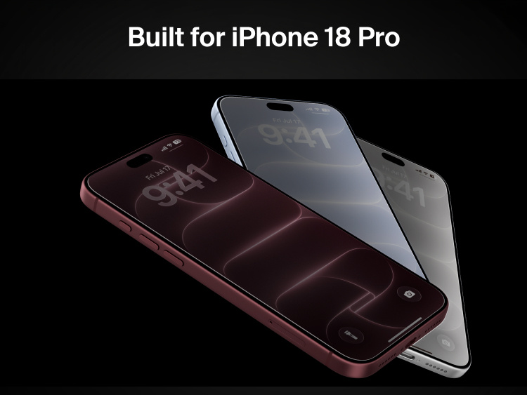 Belkin Titan SmartShield Bright Privacy Screen Protector displayed on three iPhone 18 Pro devices to illustrate compatible screen coverage.