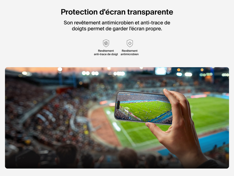 Belkin ScreenForce InvisiGlass Screen Protector delivers crystal-clear viewing with anti-fingerprint and antimicrobial protection.