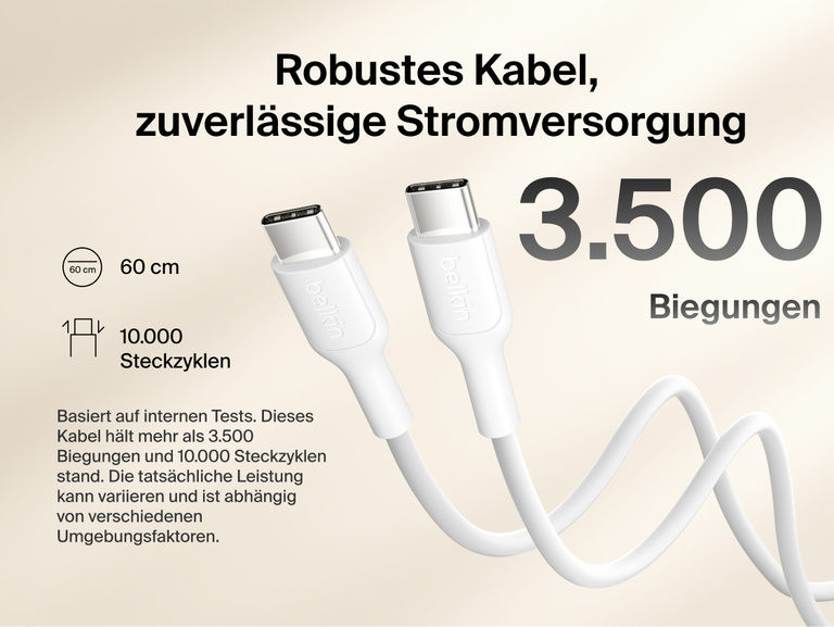 Slim Magnetic Power Bank 10K with Qi2 USB-C cable detail showing durable connectors and bend resistance performance