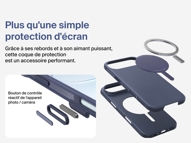 Coque de protection Belkin ScreenForce Protect Series pour iPhone 17 compatible MagSafe et Qi2 pour une fixation magn&eacute;tique s&eacute;curis&eacute;e sur les chargeurs et accessoires.
