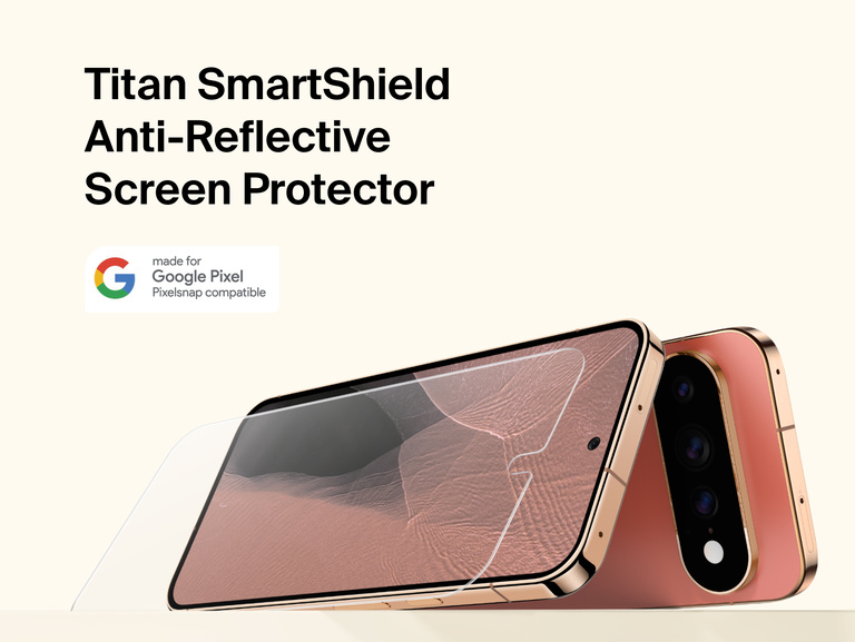 Belkin Titan SmartShield Anti-Reflective Screen Protector for Google Pixel 11 with full-screen coverage, Nano-Titan technology, and anti-reflective clarity.
