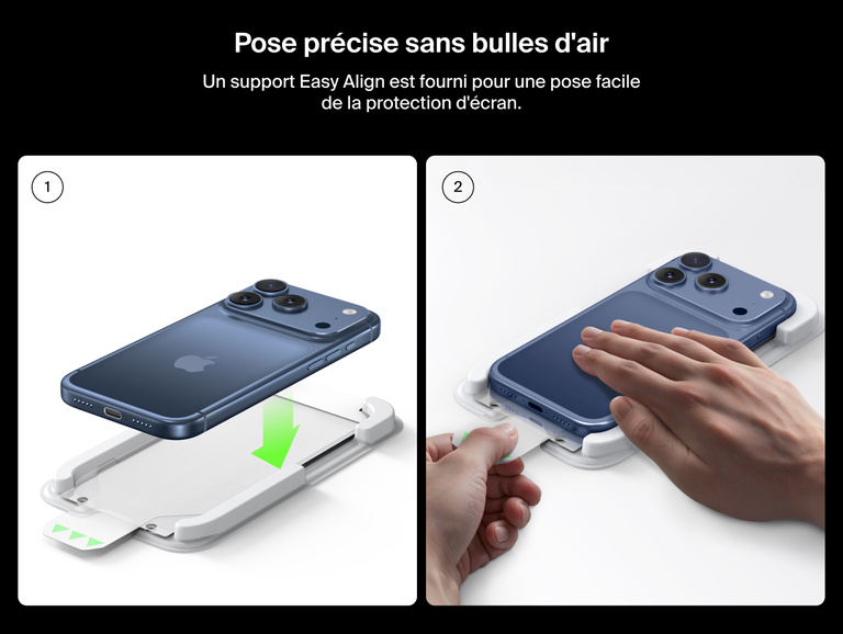 Belkin ScreenForce UltraGlass 2 Screen Protector includes an Easy Align tray for precise, bubble-free installation on iPhone.