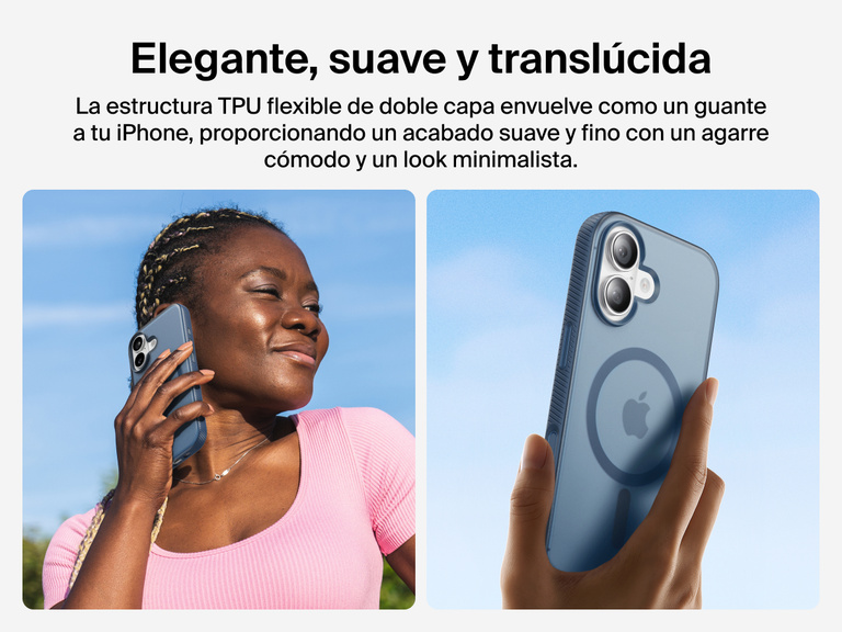 Belkin SheerForce Grip Series Case for iPhone 17 with slim translucent design and soft-touch finish for a comfortable grip.