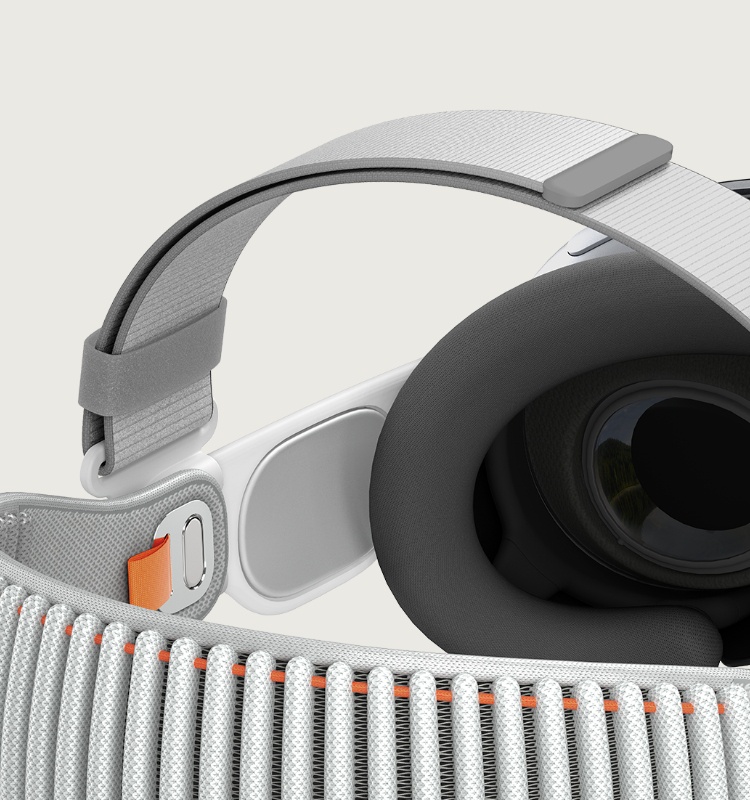 Eine Apple Vision Pro mit dem Kopfgurt