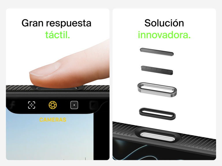 Belkin SheerForce Grip Series Case for iPhone 17 with MagSafe ring, raised edges, and floating tinted buttons for precision protection.