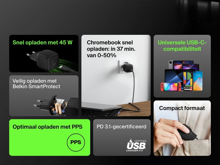 Explosieweergave van de Belkin opberghoes voor de Nintendo Switch 2 met insteekvakjes voor gamecards, een gaasvak voor accessoires en een duurzame rits.