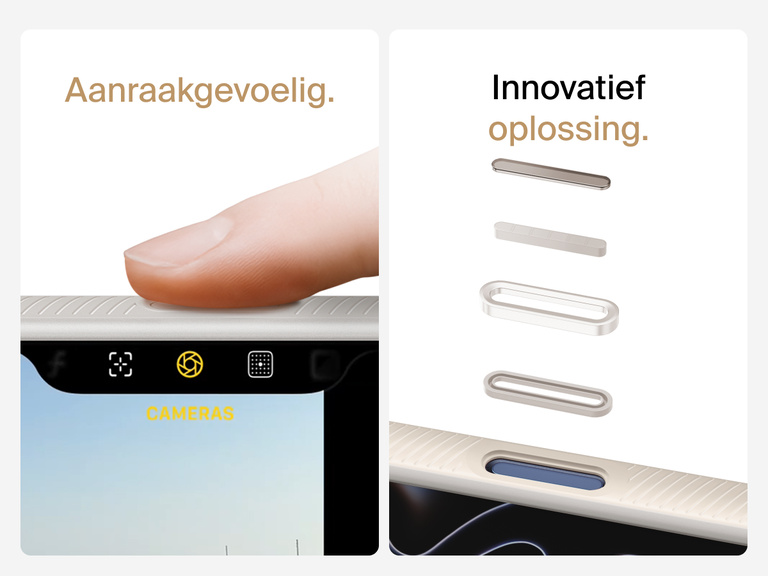 Belkin SheerForce Grip Series Case for iPhone 17 with MagSafe ring, raised edges, and floating tinted buttons for precision protection.