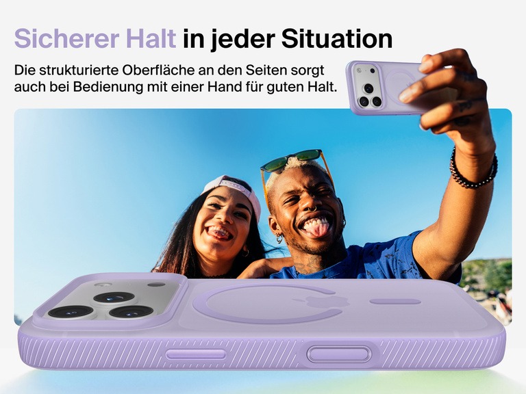 Belkin SheerForce Grip Series Case for iPhone 17 with military-grade drop protection and textured non-slip grip.