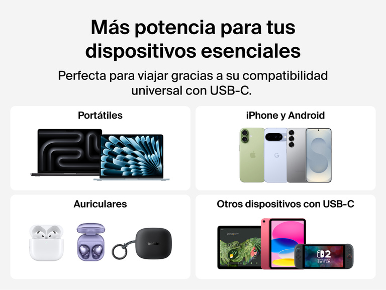 Belkin UltraCharge Pro Laptop Power Bank 25K with universal USB-C compatibility for laptops, smartphones, earbuds, and other portable devices