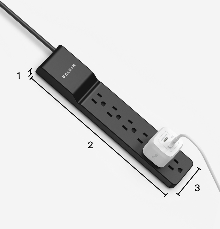 Belkin Surge Protector Power Strip with 6 AC Outlets, 6ft/1.8M Long Heavy-Duty Extension Cord, & 360-Degree Rotating AC Plug for Conference Rooms, Computer Desktops, & More - 600 Joules of Protection 