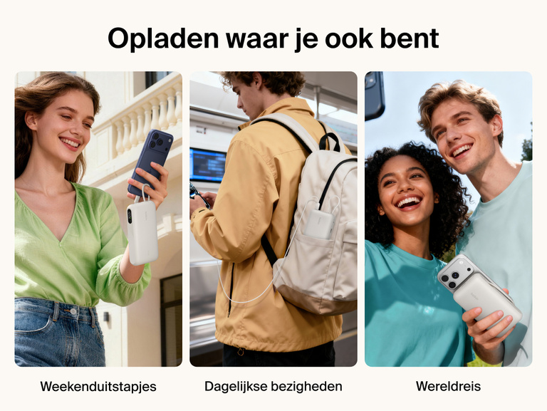 Belkin UltraCharge 20K 45W power bank with integrated cable used for travel and everyday carry, providing portable fast charging for smartphones on the go