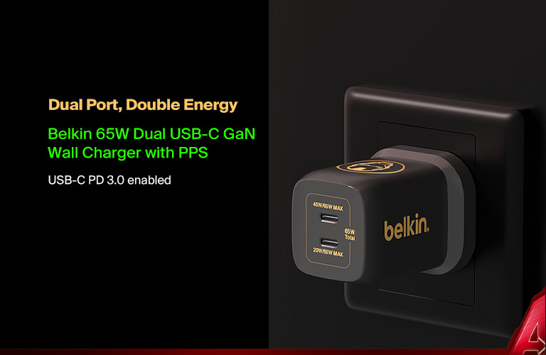 BoostCharge Pro Dual USB-C GaN Wall Charger with PPS 65W (Marvel Collection) | Belkin
