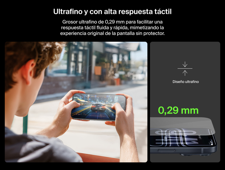 Belkin ScreenForce UltraGlass 2 Screen Protector is ultra-thin at 0.29mm for smooth touch response and a natural screen feel.