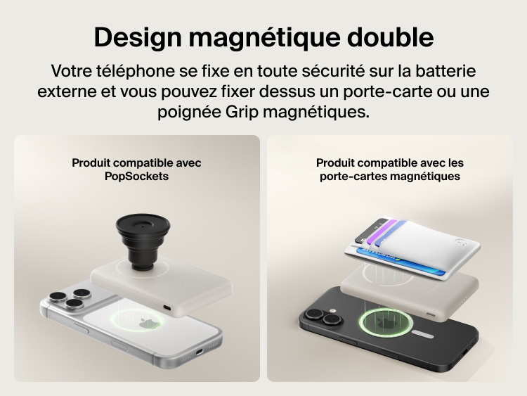 Belkin BoostCharge Slim Magnetic Power Bank 5K with Qi2 highlighting an ultra-slim, lightweight design with smart thermal control for safe, pocket-friendly portable charging.