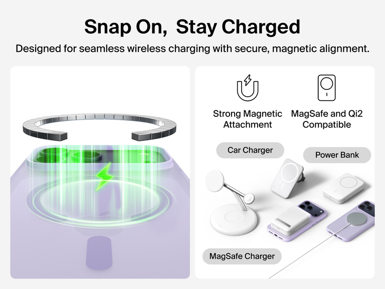 Close-up of Belkin SheerForce Grip Series Case for iPhone 17 with textured edges for secure, comfortable handling.