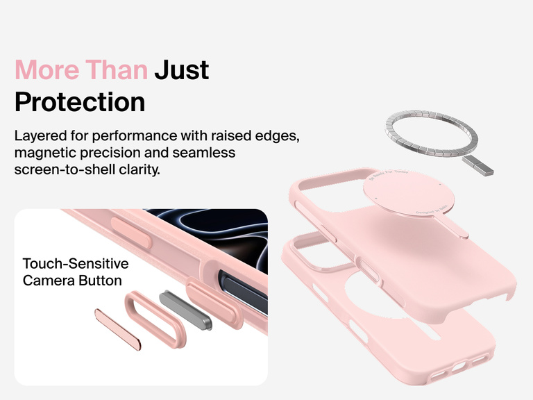 Belkin ScreenForce Protect Series Case for iPhone 17 with MagSafe and Qi2 compatibility for strong magnetic attachment to chargers and accessories.