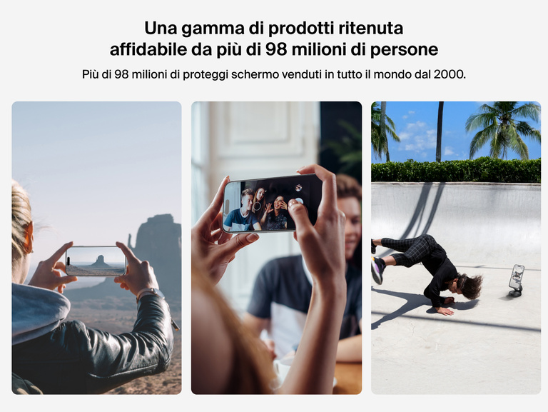 Belkin ScreenForce InvisiGlass Screen Protector trusted by over 81 million users worldwide for durable iPhone protection.