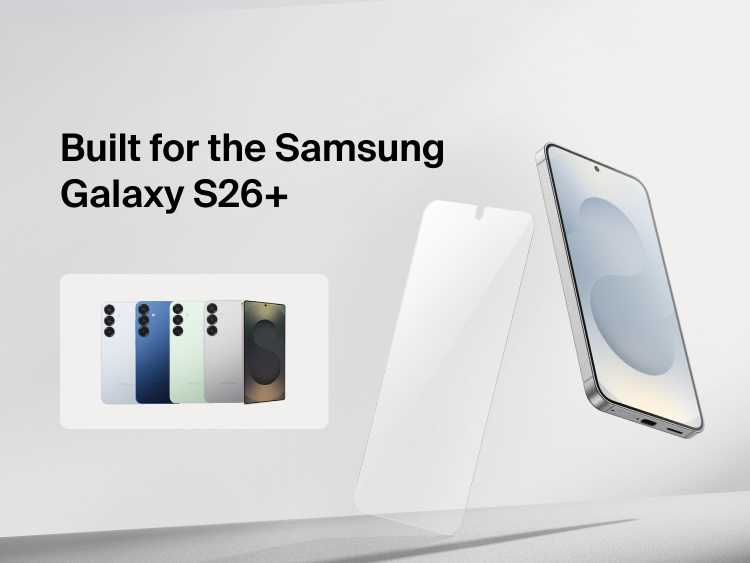 Belkin ScreenForce Titan SmartShield Anti-Reflective Screen Protector designed for Samsung Galaxy S26, shown with precise fit, edge-to-edge coverage, and glare-reducing screen protection.