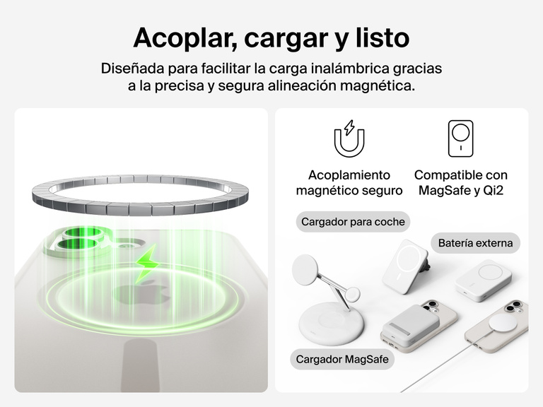 Close-up of Belkin SheerForce Grip Series Case for iPhone 17 with textured edges for secure, comfortable handling.