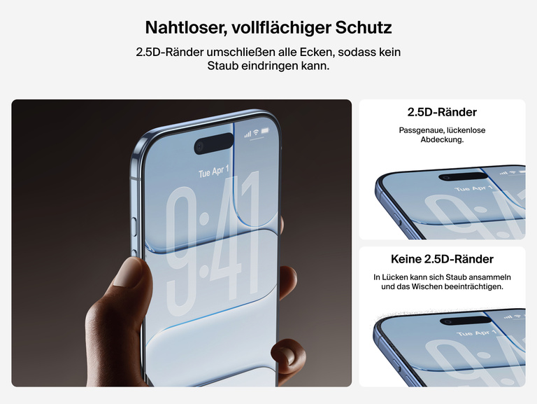 Belkin ScreenForce InvisiGlass Displayschutz mit nahtloser vollfl&auml;chiger 2.5D-Abdeckung ohne Staub.