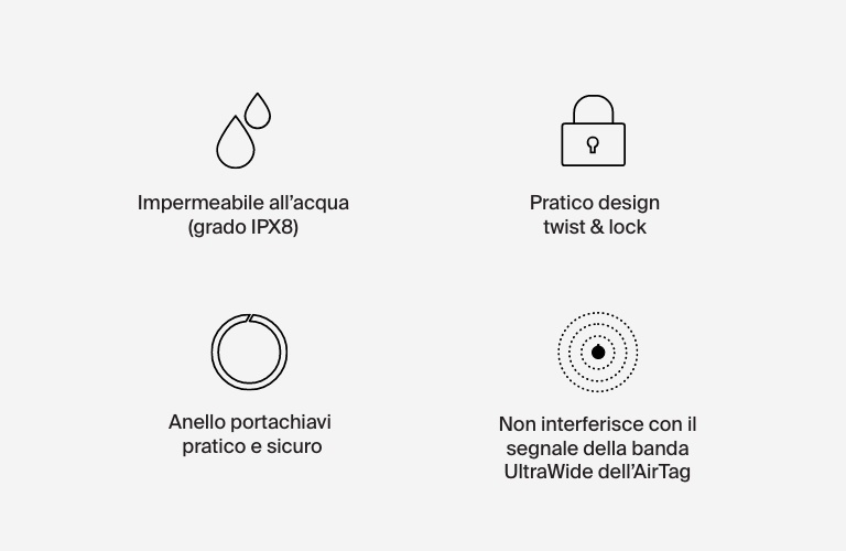 Secure Holder impermeabile con anello portachiavi per AirTag