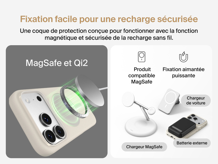 Coque de protection Belkin ScreenForce Protect&nbsp;Series pour iPhone&nbsp;17 avec rebords prot&eacute;geant l'&eacute;cran et les objectifs, con&ccedil;ue pour une recharge sans fil magn&eacute;tique fluide.
