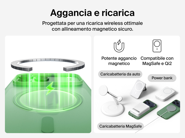 Close-up of Belkin SheerForce Grip Series Case for iPhone 17 with textured edges for secure, comfortable handling.