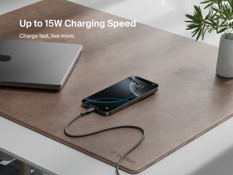Belkin BoostCharge Pro braided USB-C to dual USB-C cable enables clutter-free charging of two devices from a single cable, compared side by side with traditional multi-cable setups.