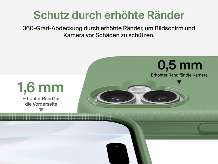 Belkin H&uuml;lle der SheerForce Protect Serie f&uuml;r das iPhone 17 mit erh&ouml;hten R&auml;ndern, die dem Milit&auml;rstandard f&uuml;r Schutz bei Aufprall aus bis zu 4&nbsp;m H&ouml;he entspricht.