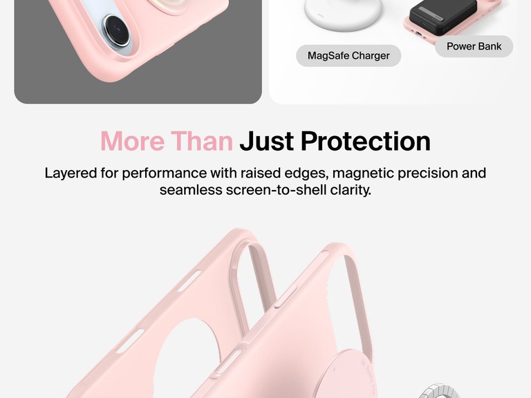 Belkin ScreenForce Protect Series Case for iPhone 17 with MagSafe and Qi2 compatibility for strong magnetic attachment to chargers and accessories.