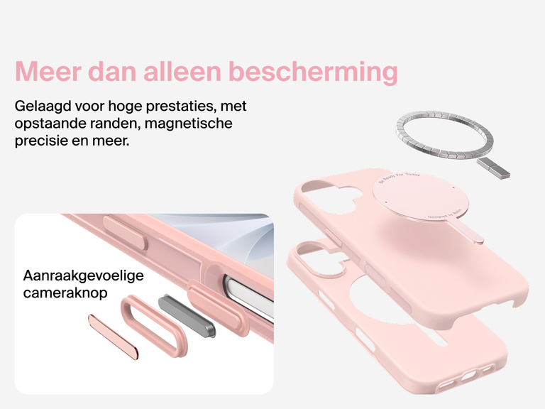 Belkin ScreenForce Protect-hoesje voor de iPhone 17, met MagSafe en Qi2-compatibiliteit voor stevige magnetische bevestiging op laders en accessoires.
