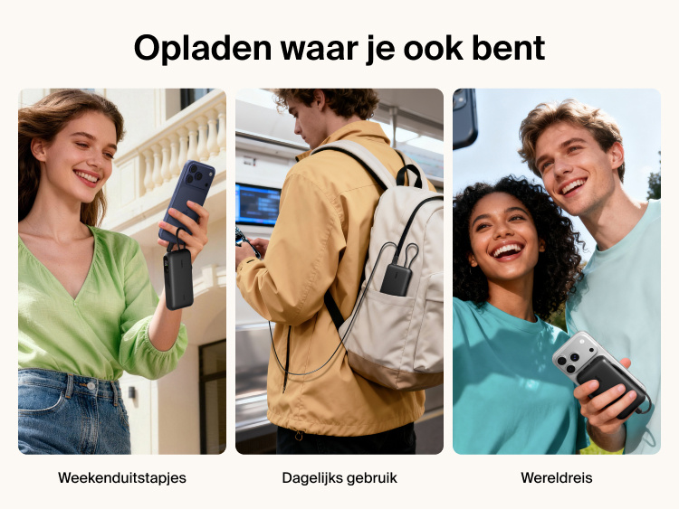 Belkin UltraCharge 10K power bank with integrated USB-C cable and digital display used for portable charging during travel, commuting, and everyday carry