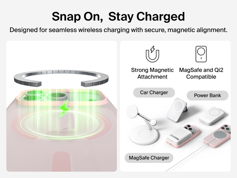 Close-up of Belkin SheerForce Grip Series Case for iPhone 17 with textured edges for secure, comfortable handling.