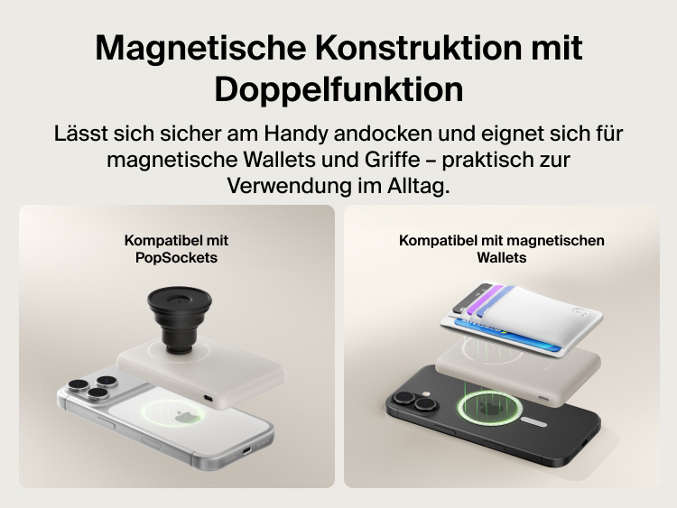Belkin BoostCharge Slim Magnetic Power Bank 5K with Qi2 highlighting an ultra-slim, lightweight design with smart thermal control for safe, pocket-friendly portable charging.
