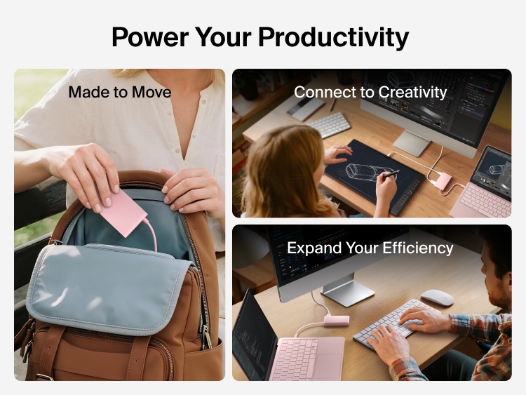 Belkin Connect 5-Port USB-C Hub with Dual USB-C Ports enhances productivity for work and creativity, with a slim portable design for easy travel.