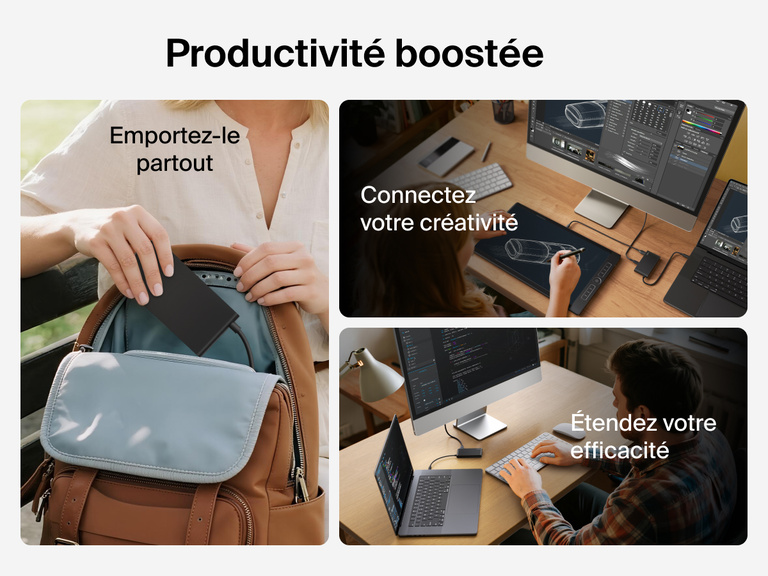 Belkin Connect 5-Port USB-C Hub with Dual USB-C Ports enhances productivity for work and creativity, with a slim portable design for easy travel.