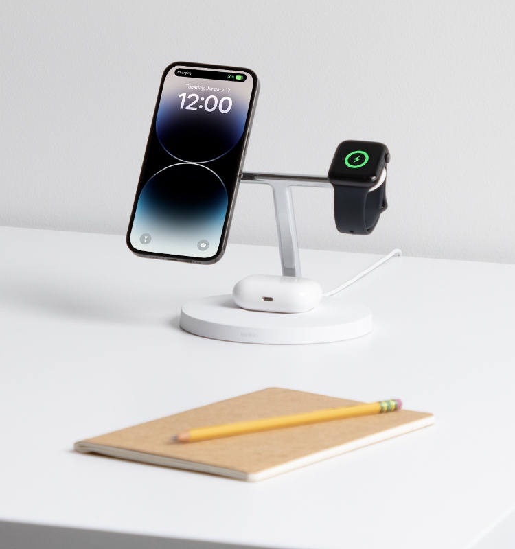 3-in-1 Wireless Charger with Official MagSafe Charging 15W