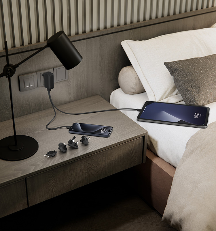 Belkin BoostCharge Hybrid-Ladegerät (25 W) mit Powerbank 5K, tragbares 2-in-1-Ladegerät mit USB-C PD 3.0-Anschluss und USB-A-Anschluss, für Reisen, 2-Port-Ladegerät – Schwarz | Belkin