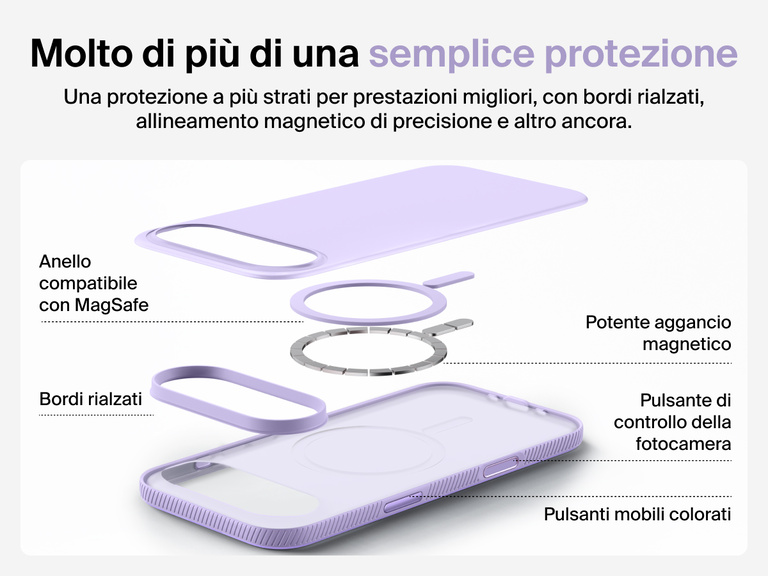Close-up of Belkin SheerForce Grip Series Case for iPhone 17 with textured edges for secure, comfortable handling.