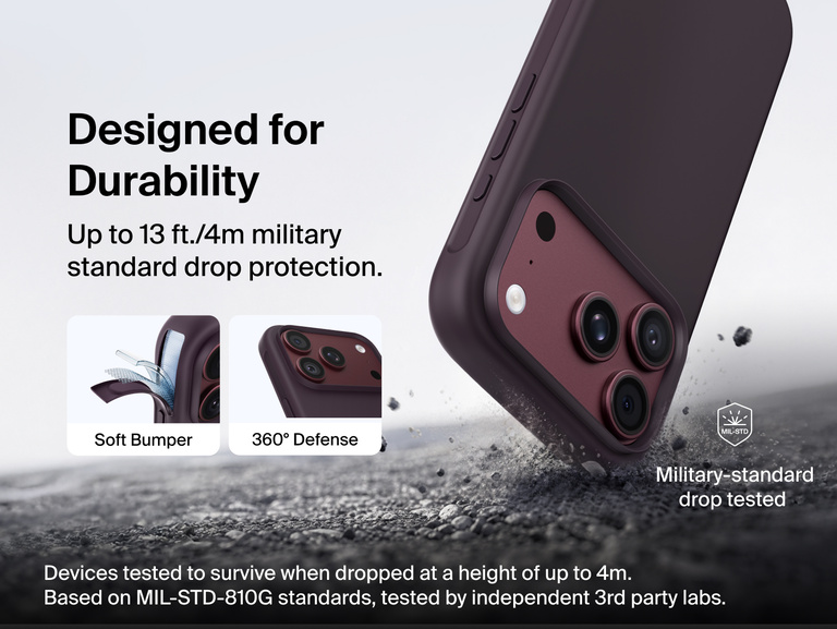 Belkin Protect Series Case for iPhone 18 provides up to 13-foot military-standard drop protection with a soft bumper and 360-degree protection.