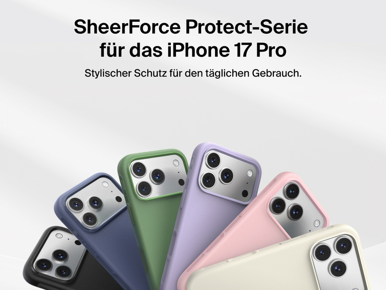 Belkin H&uuml;lle der SheerForce Protect Serie f&uuml;r das iPhone 17, die schlanken aber strapazierf&auml;higen Ger&auml;teschutz f&uuml;r den Alltag bietet.