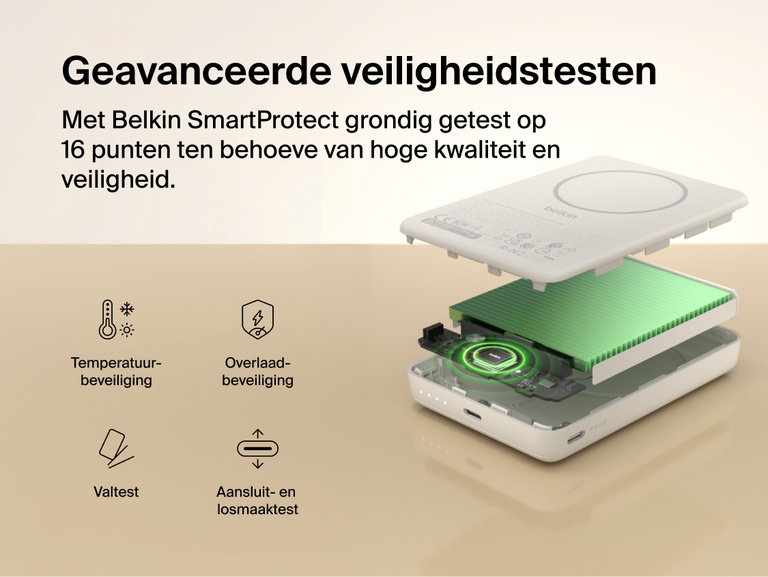 Slim Magnetic Power Bank 10K with Qi2 internal components exploded view highlighting thermal management and safety protection features
